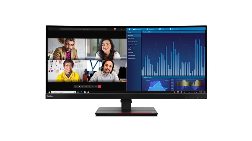 Lenovo ThinkVision P34w-20 86,7 cm (34.1"") 3440 x 1440 Pixels Wide Quad HD LED Zwart