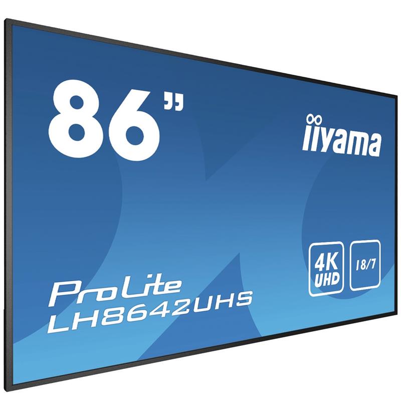 iiyama LH8642UHS-B3 beeldkrant Digitale signage flatscreen 2,17 m (85.6"") IPS 500 cd/m² 4K Ultra HD Zwart Type processor Android 8.0 18/7