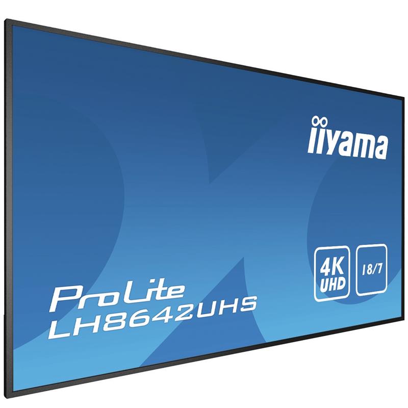 iiyama LH8642UHS-B3 beeldkrant Digitale signage flatscreen 2,17 m (85.6"") IPS 500 cd/m² 4K Ultra HD Zwart Type processor Android 8.0 18/7