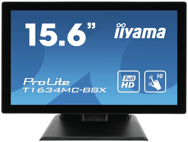 iiyama ProLite T1634MC-B8X touch screen-monitor 39,6 cm (15.6"") 1920 x 1080 Pixels Multi-touch Multi-gebruiker Zwart