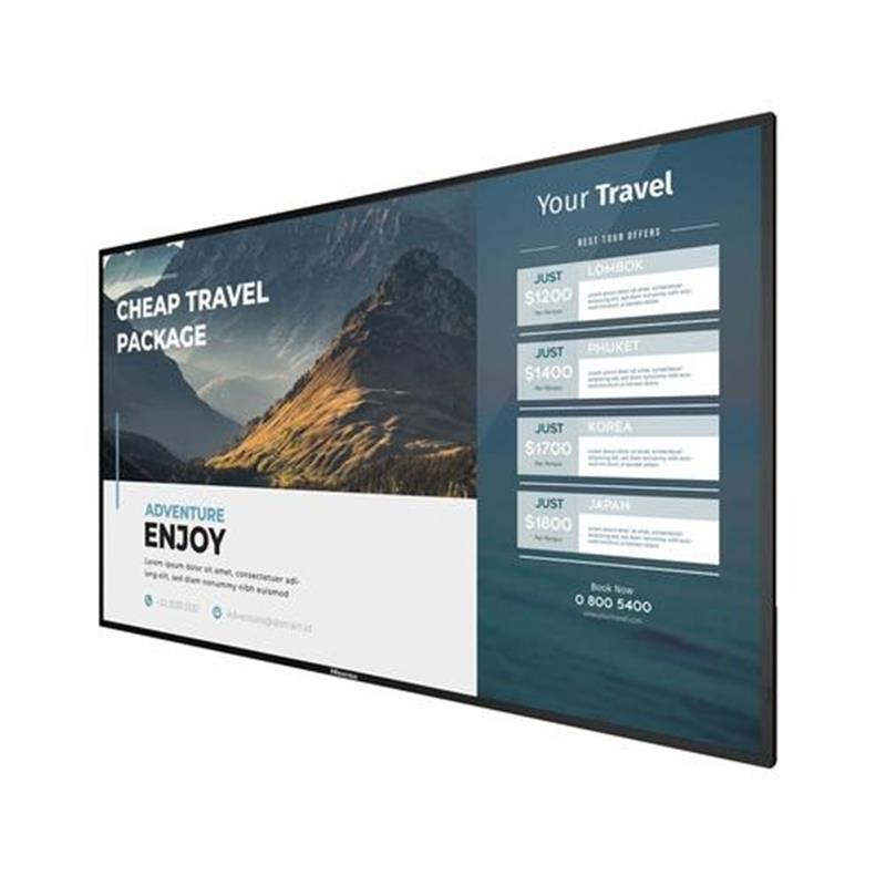 Hisense 43B4E31T beeldkrant Digitale signage flatscreen 109,2 cm (43"") Wifi 500 cd/m² 4K Ultra HD Zwart Type processor Android 8.0 16/7