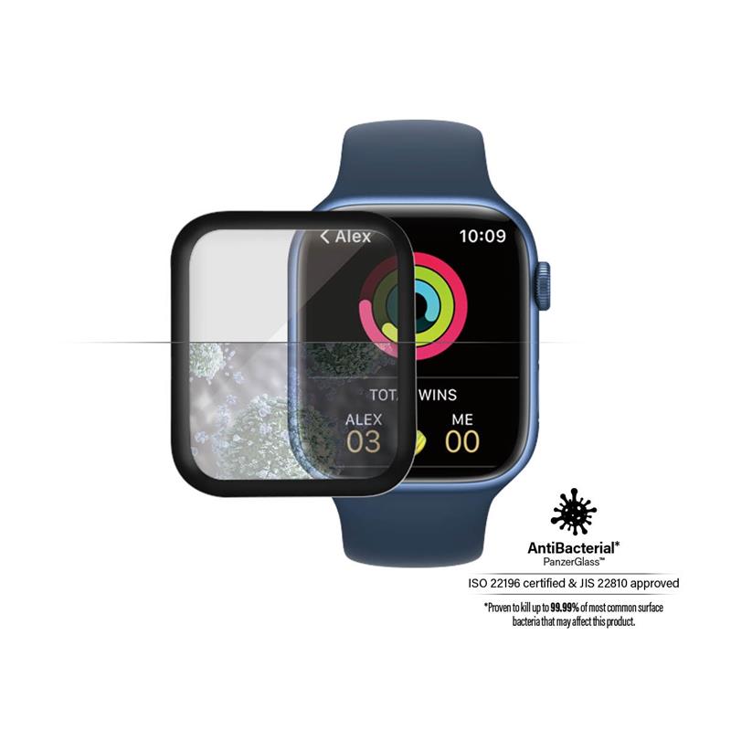 PanzerGlass PzGlss Apple Watch Series 7 44 mm Schermbeschermer Transparant Gehard glas, Thermoplastic polyurethaan (TPU)
