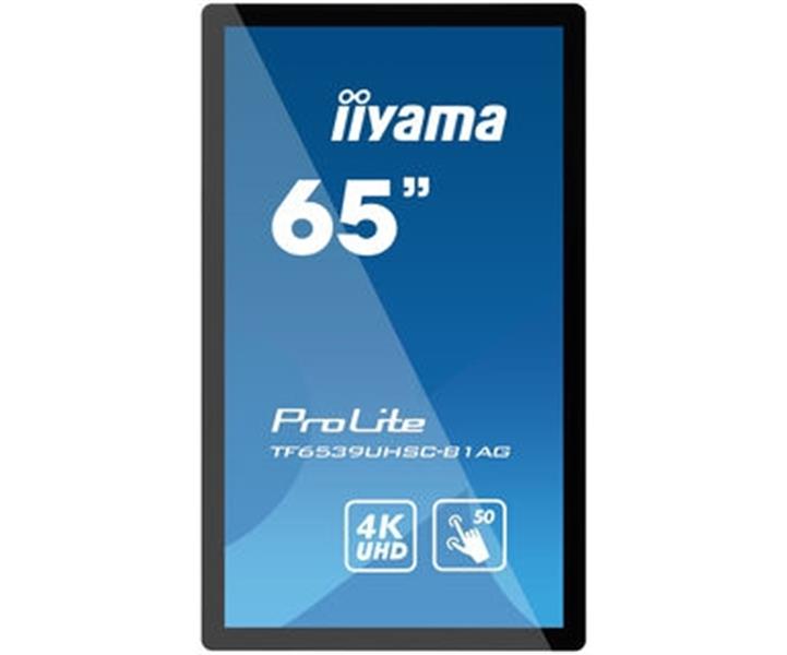 iiyama TF6539UHSC-B1AG interactive whiteboards & accessories 165,1 cm (65"") 3840 x 2160 Pixels Touchscreen Zwart USB