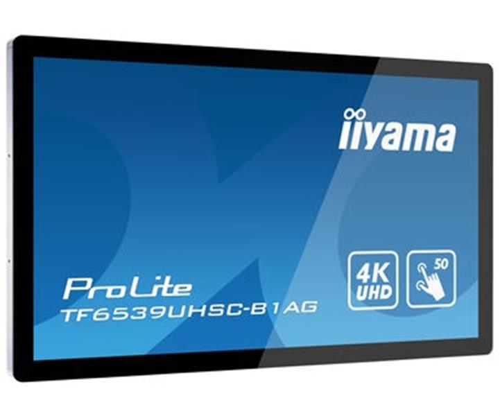 iiyama TF6539UHSC-B1AG interactive whiteboards & accessories 165,1 cm (65"") 3840 x 2160 Pixels Touchscreen Zwart USB