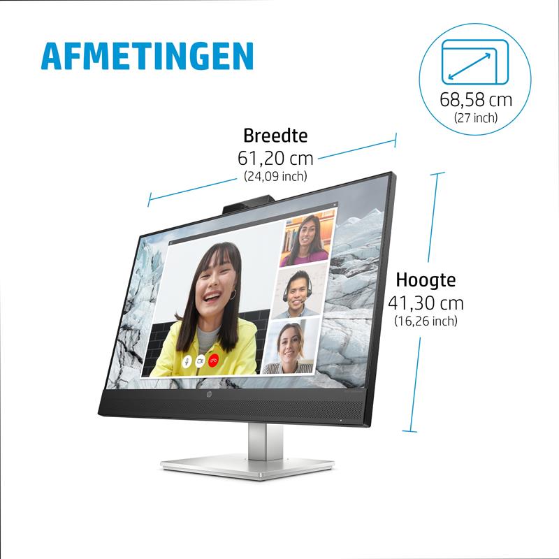 HP E-Series E27m G4 68,6 cm (27"") 2560 x 1440 Pixels Quad HD Zwart