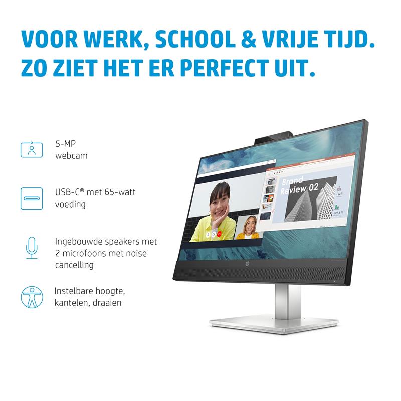 HP E24m G4 60,5 cm (23.8"") 1920 x 1080 Pixels Full HD Zwart, Zilver