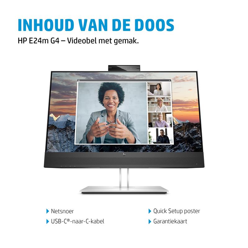 HP E24m G4 60,5 cm (23.8"") 1920 x 1080 Pixels Full HD Zwart, Zilver