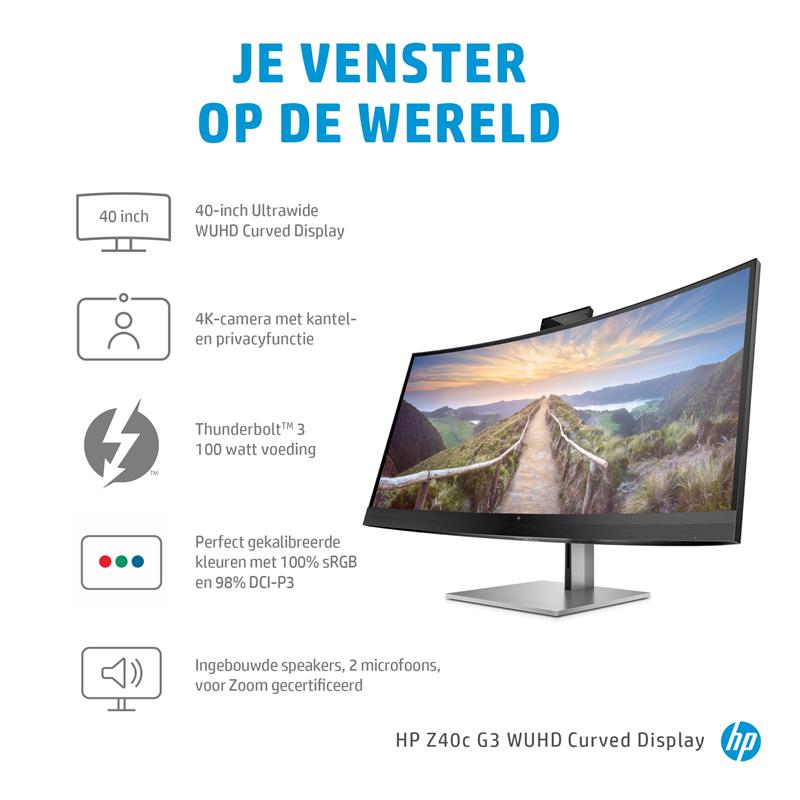 HP Z40c G3 100,8 cm (39.7"") 5120 x 2160 Pixels UltraWide 5K HD LED Zwart, Zilver