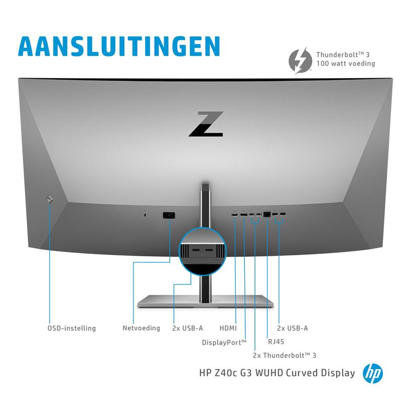 HP Z40c G3 100,8 cm (39.7"") 5120 x 2160 Pixels UltraWide 5K HD LED Zwart, Zilver
