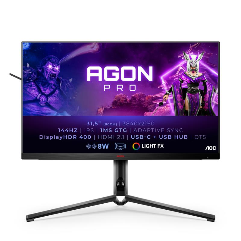 AOC AGON AG324UX computer monitor 80 cm (31.5"") 3840 x 2160 Pixels 4K Ultra HD LED Zwart, Rood
