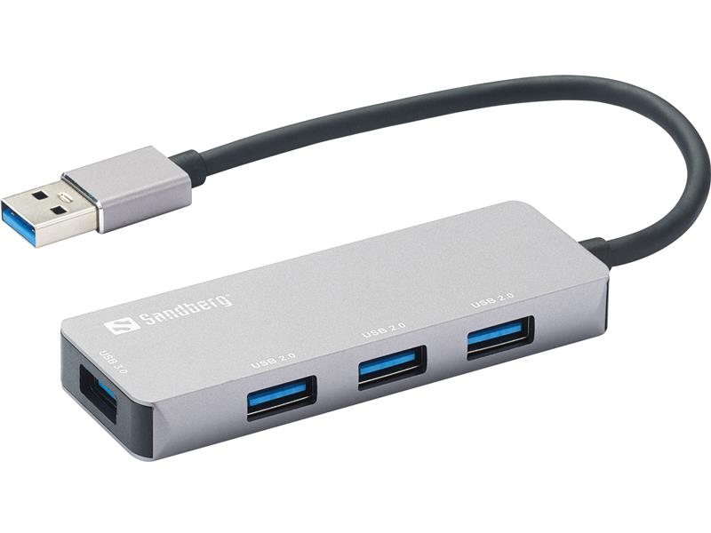 Sandberg 333-67 interface hub USB 3.2 Gen 1 (3.1 Gen 1) Type-A 5000 Mbit/s Grijs
