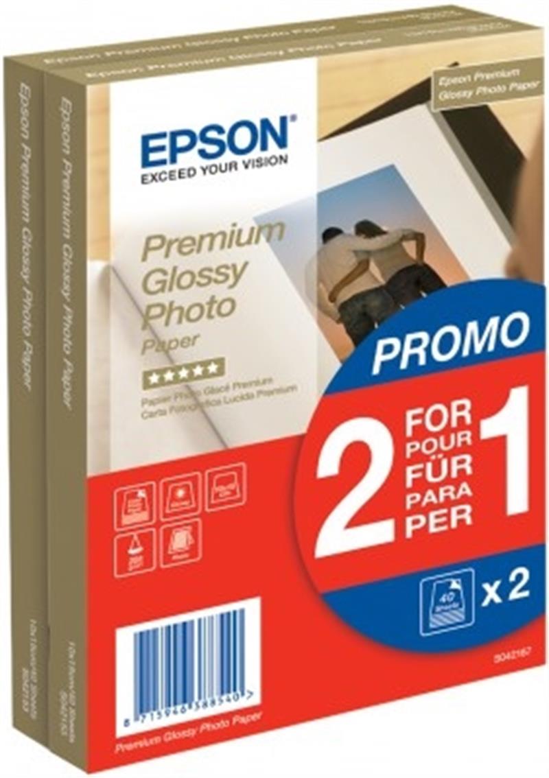 Epson Premium Glossy Photo Paper - 10x15cm - 2x 40 Vellen