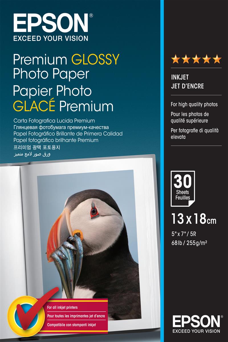 Epson Premium Glossy Photo Paper - 13x18cm - 30 Vellen