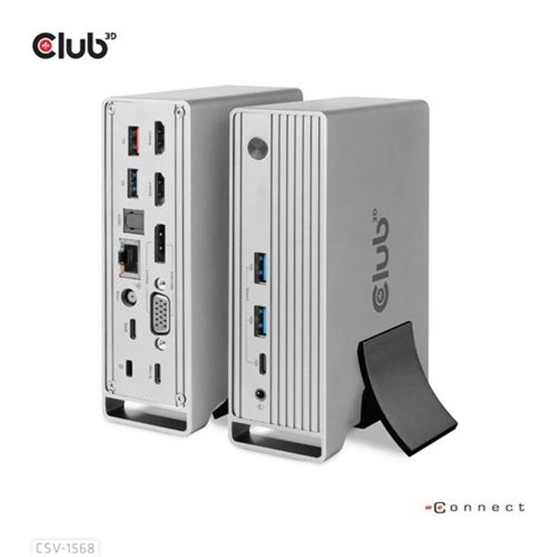 CLUB3D USB type C Universeel docking station 2x USB Gen2 Type-A 1x USB Gen1 Type-A 1x USB Type-A (ROOD) Smart Charging-poort 5V/2.4A Max. • 2x HDMI (D