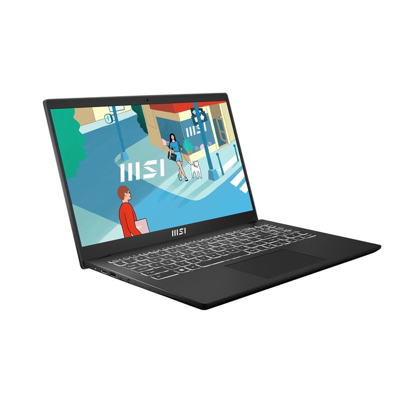 MSI Modern 15 B11M-035BE Laptop 39,6 cm (15.6"") Full HD Intel® Core™ i5 i5-1155G7 8 GB DDR4-SDRAM 512 GB SSD Wi-Fi 6 (802.11ax) Windows 11 Zwart