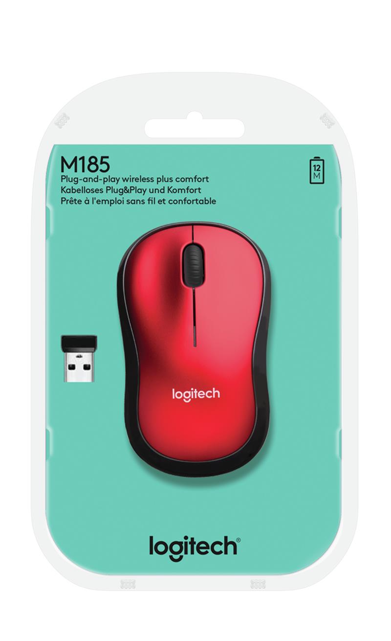 Logitech M185 muis RF Draadloos Optisch 1000 DPI Ambidextrous