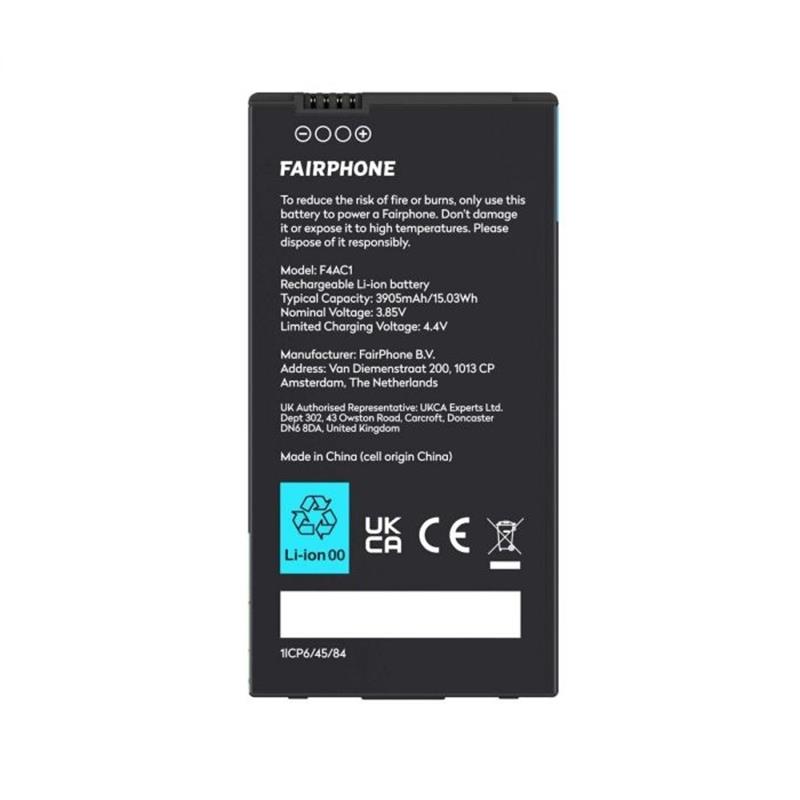 Fairphone F4BATT-1ZW-WW1 mobiele telefoon onderdeel Batterij/Accu Zwart