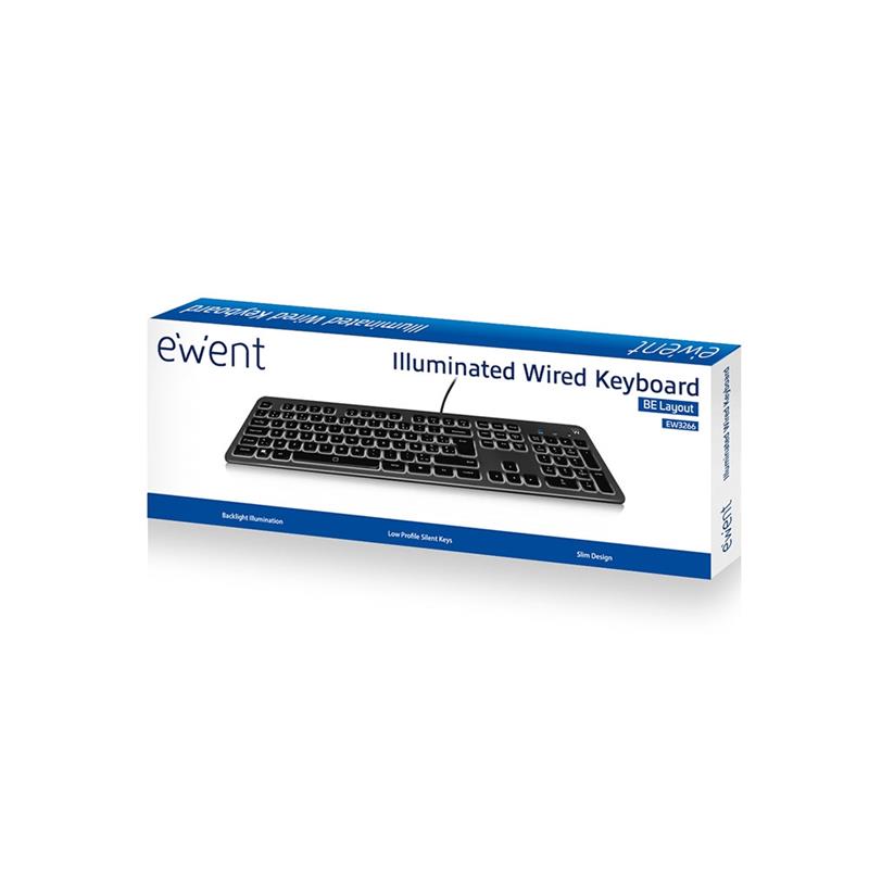 Ewent EW3266 toetsenbord USB AZERTY Belgisch Zwart, Grijs