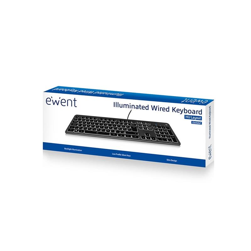 Ewent EW3267 toetsenbord USB QWERTZ Hongaars Zwart, Grijs