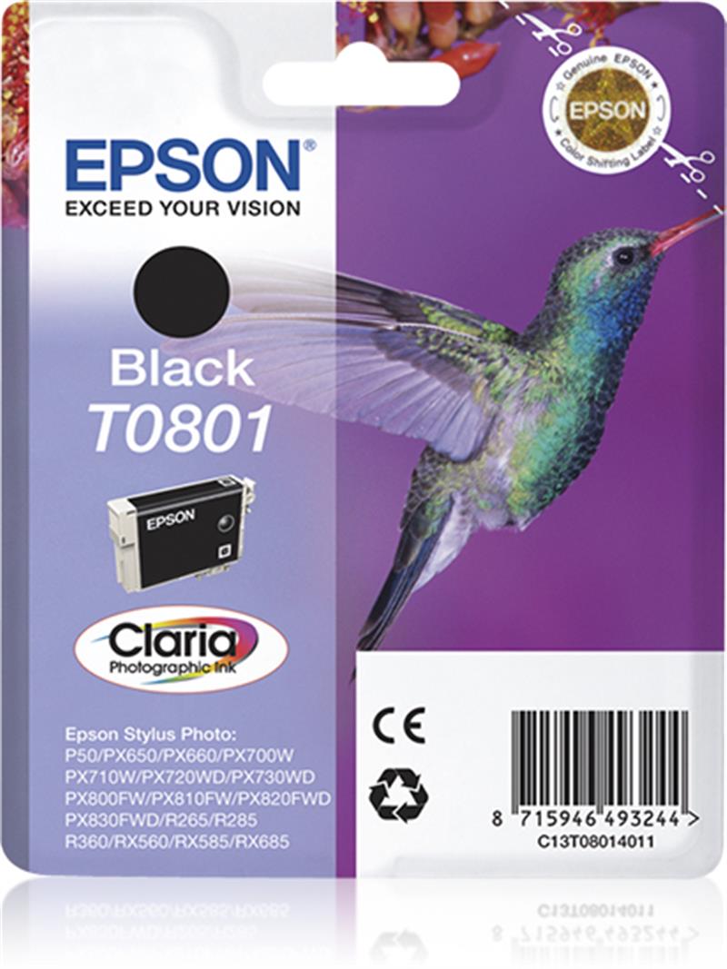 Epson Hummingbird Singlepack Black T0801 Claria Photographic Ink