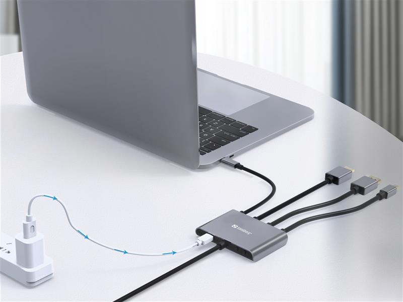 Sandberg 509-21 video kabel adapter 2 m HDMI Type A (Standaard) DisplayPort + Mini DisplayPort + HDMI + USB Type-C Zwart