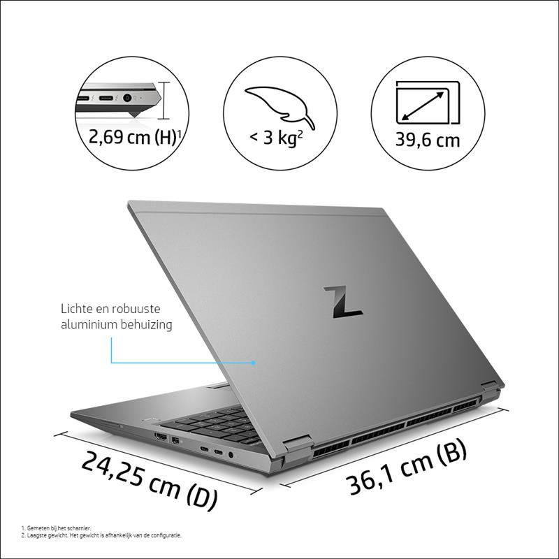 HP ZBook Fury 17.3 G8 Mobiel werkstation 43,9 cm (17.3"") Full HD Intel® 11de generatie Core™ i7 16 GB DDR4-SDRAM 512 GB SSD NVIDIA RTX A2000 Wi-Fi 6 