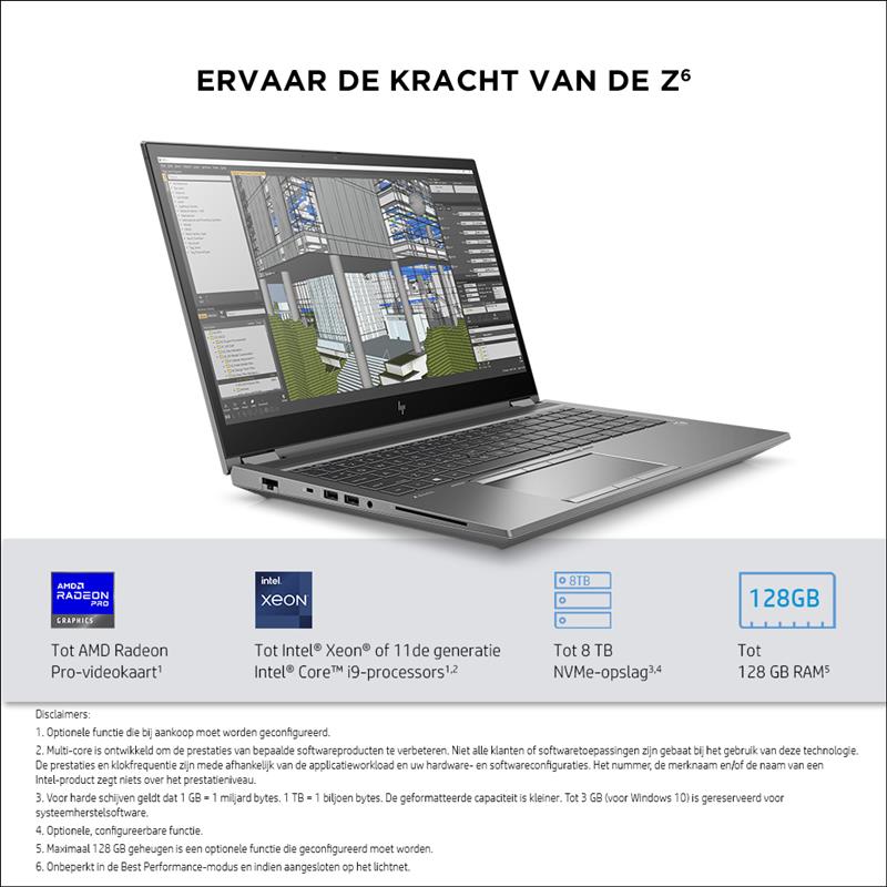 HP ZBook Fury 17.3 G8 Mobiel werkstation 43,9 cm (17.3"") 4K Ultra HD Intel® 11de generatie Core™ i9 32 GB DDR4-SDRAM 1000 GB SSD NVIDIA RTX A4000 Wi-