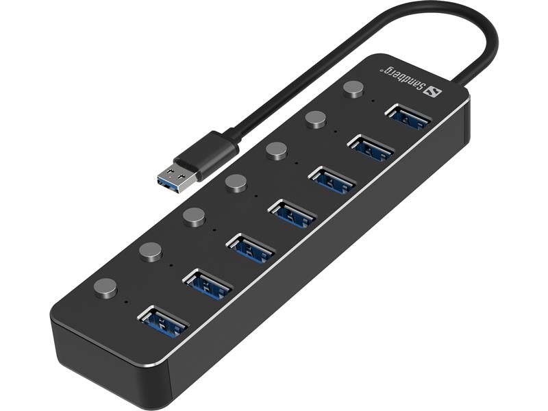 Sandberg 134-33 interface hub USB 3.2 Gen 1 (3.1 Gen 1) Type-A 5000 Mbit/s Zwart