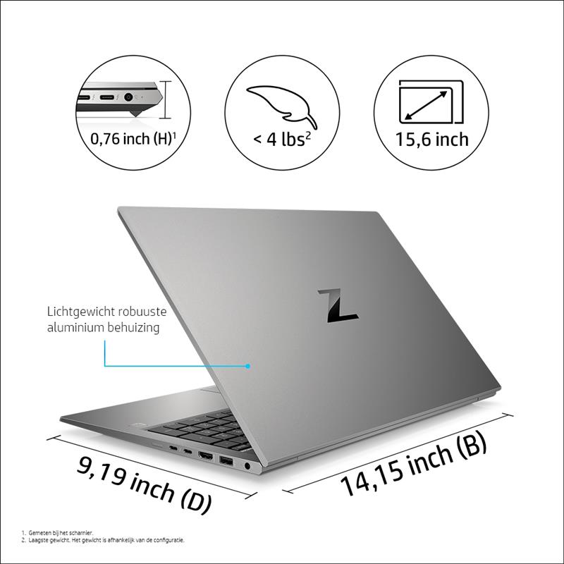 HP ZBook Firefly 15.6 G8 Mobiel werkstation 39,6 cm (15.6"") Full HD Intel® Core™ i7 16 GB DDR4-SDRAM 512 GB SSD NVIDIA Quadro T500 Wi-Fi 6 (802.11ax)