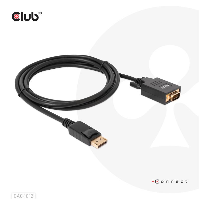 Club 3D DISPLAYPORT TO VGA CABLE M M 2m 28AWG