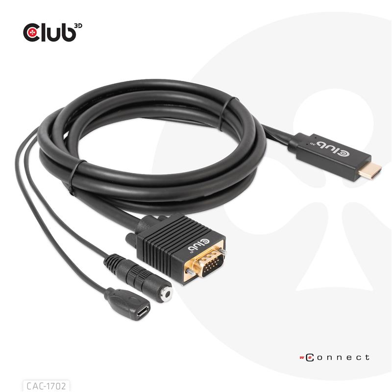 Club 3D HDMI TO VGA CABLE M M 2m 28AWG