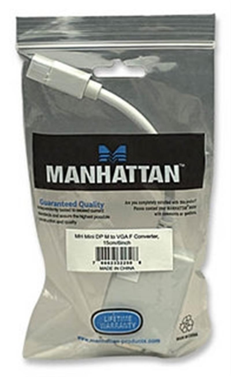 Manhattan 322508 video kabel adapter 0,17 m Mini-DisplayPort VGA (D-Sub) Wit