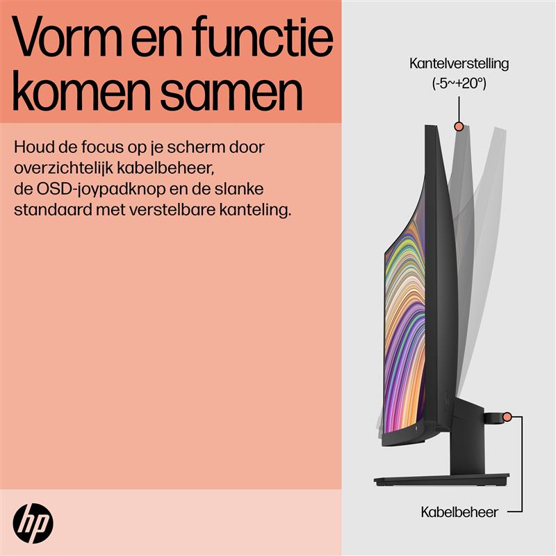 HP V27c G5 FHD Curved Monitor computer monitor 68,6 cm (27"") 1920 x 1080 Pixels Full HD LCD Zwart