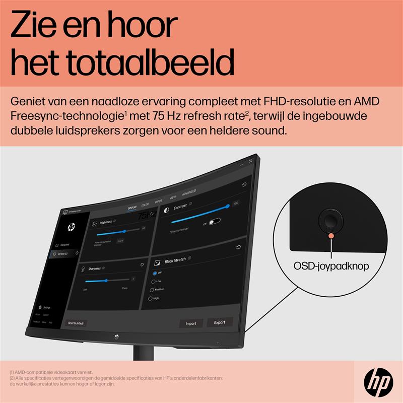 HP V27c G5 FHD Curved Monitor computer monitor 68,6 cm (27"") 1920 x 1080 Pixels Full HD LCD Zwart