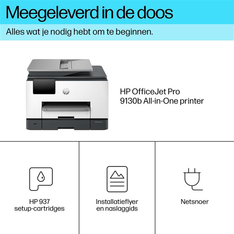 HP OfficeJet Pro 9130b All-in-One printer, Kleur, Printer voor Kleine en middelgrote ondernemingen, Printen, kopiëren, scannen, faxen, Draadloos; Prin
