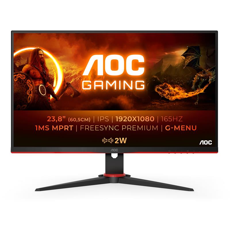 AOC G2 24G2SPAE/BK LED display 60,5 cm (23.8"") 1920 x 1080 Pixels Full HD Zwart, Rood