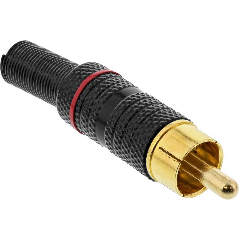 InLine RCA metal male plug for soldering black red ring for 6mm cable