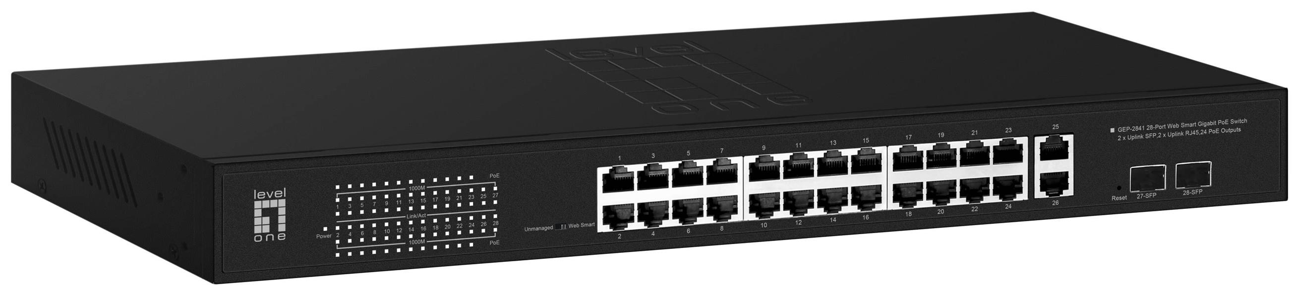 LevelOne GEP-2841 netwerk-switch Managed L2 Gigabit Ethernet (10/100/1000) Power over Ethernet (PoE) 1U Zwart