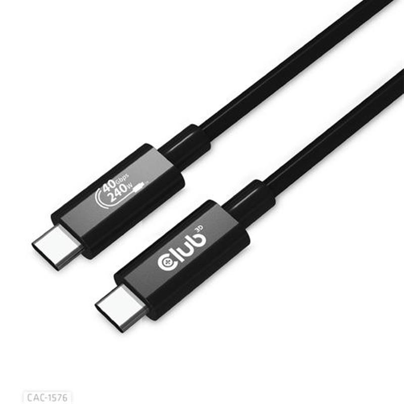 CLUB3D USB4 Gen3x2 Type-C Bi-Directional Cable 8K60Hz, Data 40Gbps, PD 240W(48V/5A) EPR M/M 1m USB IF GECERTIFICEERD