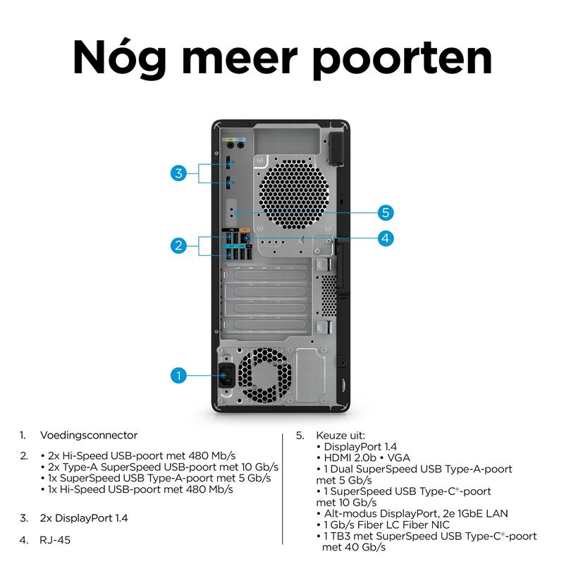 HP Z2 Tower G9 i9-13900K Intel® Core™ i9 32 GB DDR5-SDRAM 1000 GB SSD Windows 11 Pro Workstation Zwart
