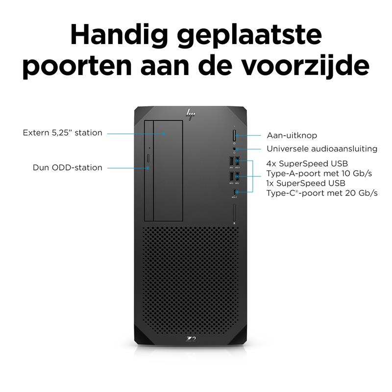 HP Z2 Tower G9 i9-13900K Intel® Core™ i9 32 GB DDR5-SDRAM 1000 GB SSD Windows 11 Pro Workstation Zwart