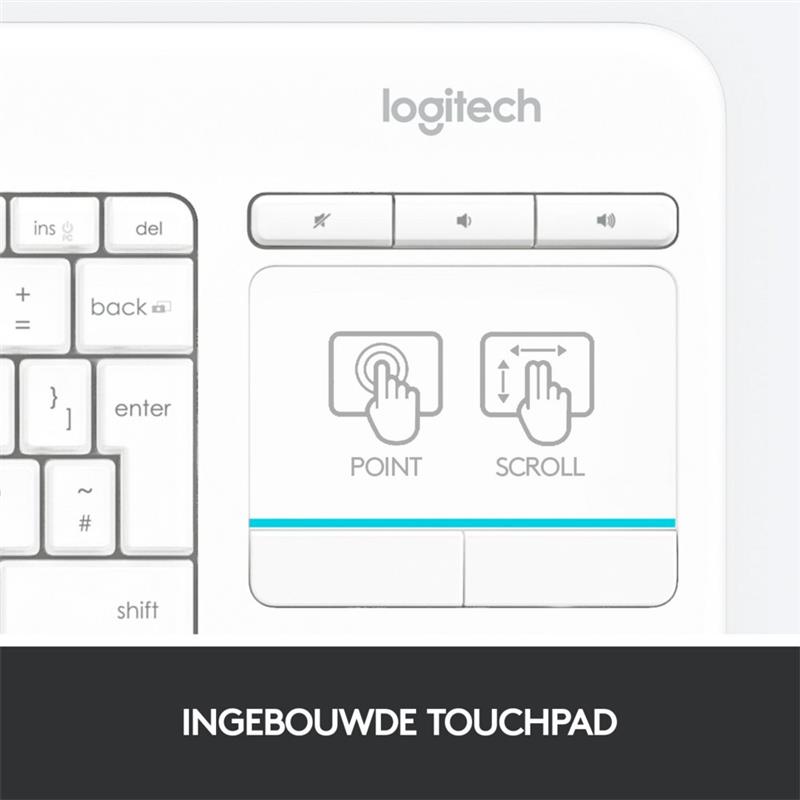 Logitech K400 Plus toetsenbord RF Draadloos QWERTY US International Wit