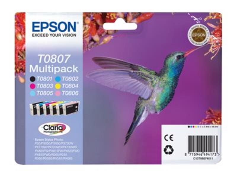 Epson Hummingbird Multipack 6-colours T0807 Claria Photographic Ink