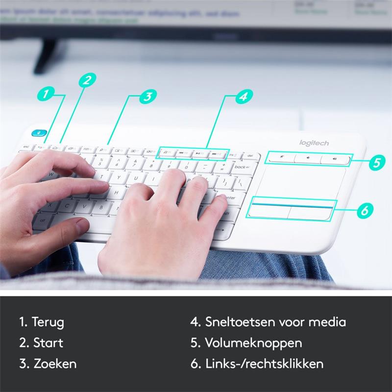 Logitech K400 Plus toetsenbord RF Draadloos QWERTY US International Wit