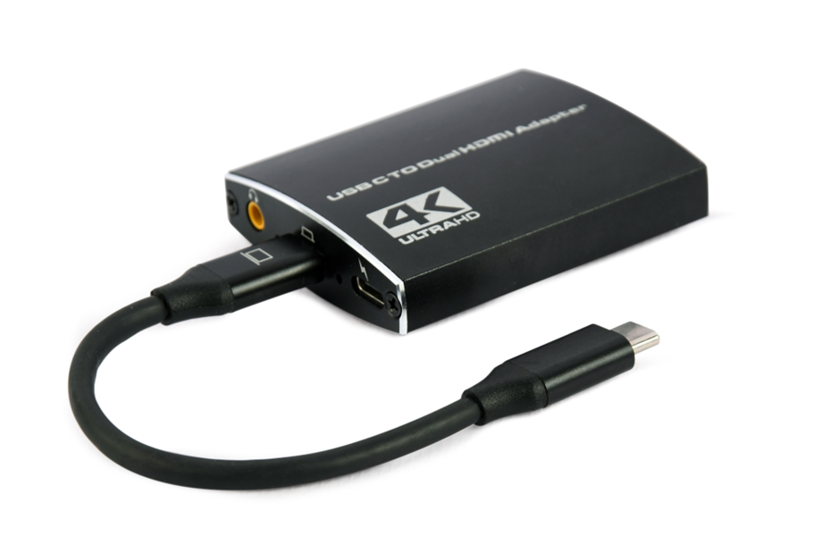 USB-C naar dubbele HDMI adapter 4K 60Hz zwart