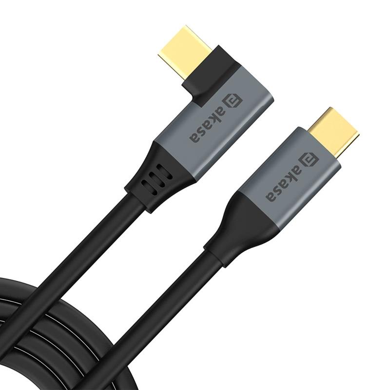 Akasa Right Angle USB type-C 100W PD Charging Cable 2 x USB-C straight 90 degrees 