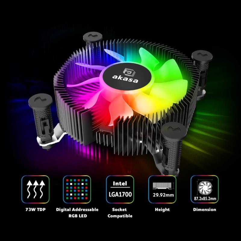 Akasa Vegas Chroma iLG aRGB Aluminium Intel LGA1700 Mini-ITX Low-Profile Cooler