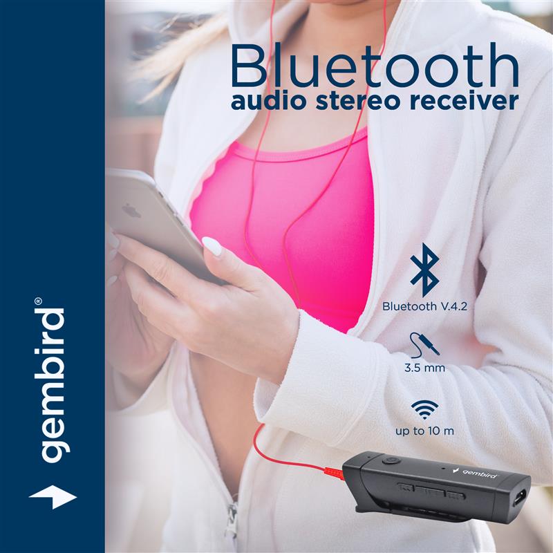 Gembird Bluetooth audio ontvanger stereo zwart accu: 3 - 18 uur