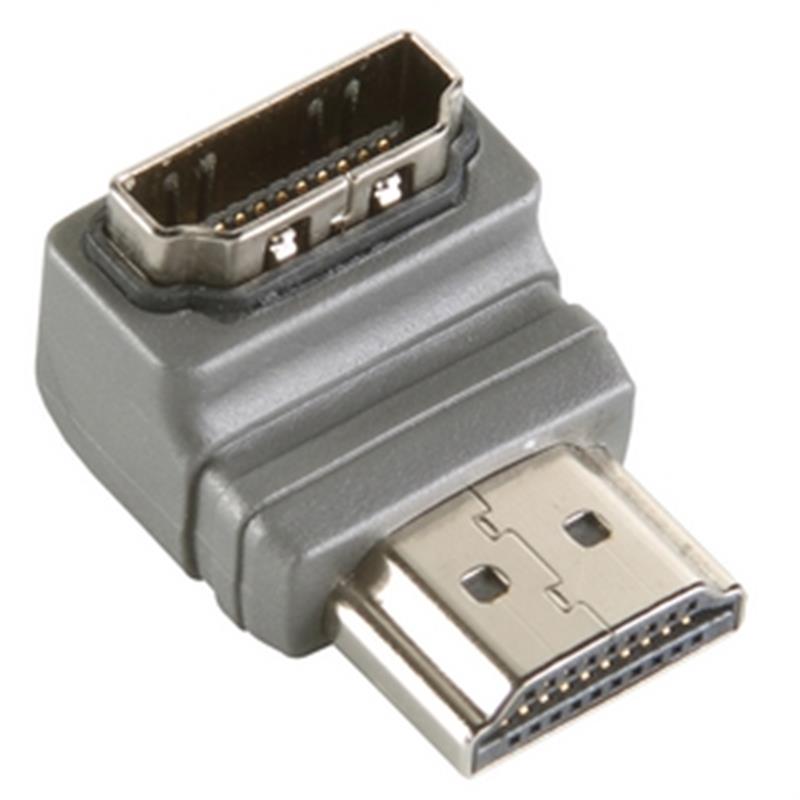 High Speed HDMI met Ethernet Adapter 90° Haaks HDMI-Connector - HDMI Female Grijs