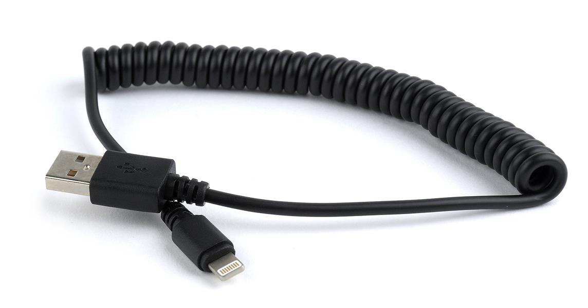 USB spiraal-laadkabel voor iPhone 1 5 meter zwart